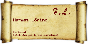 Harmat Lőrinc névjegykártya